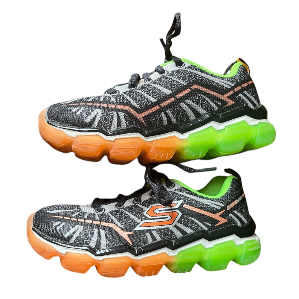 Skechers Skech-Air Lime Green and Orange Kids Tennis Shoes Sneakers